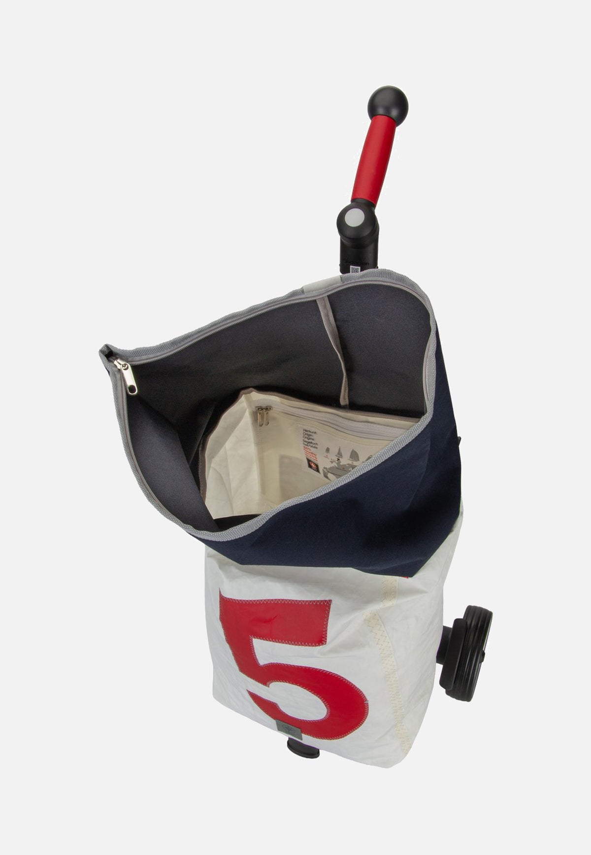 360Grad Steg Weiss/Navy/Zahl 5 Rot Einkaufstrolley