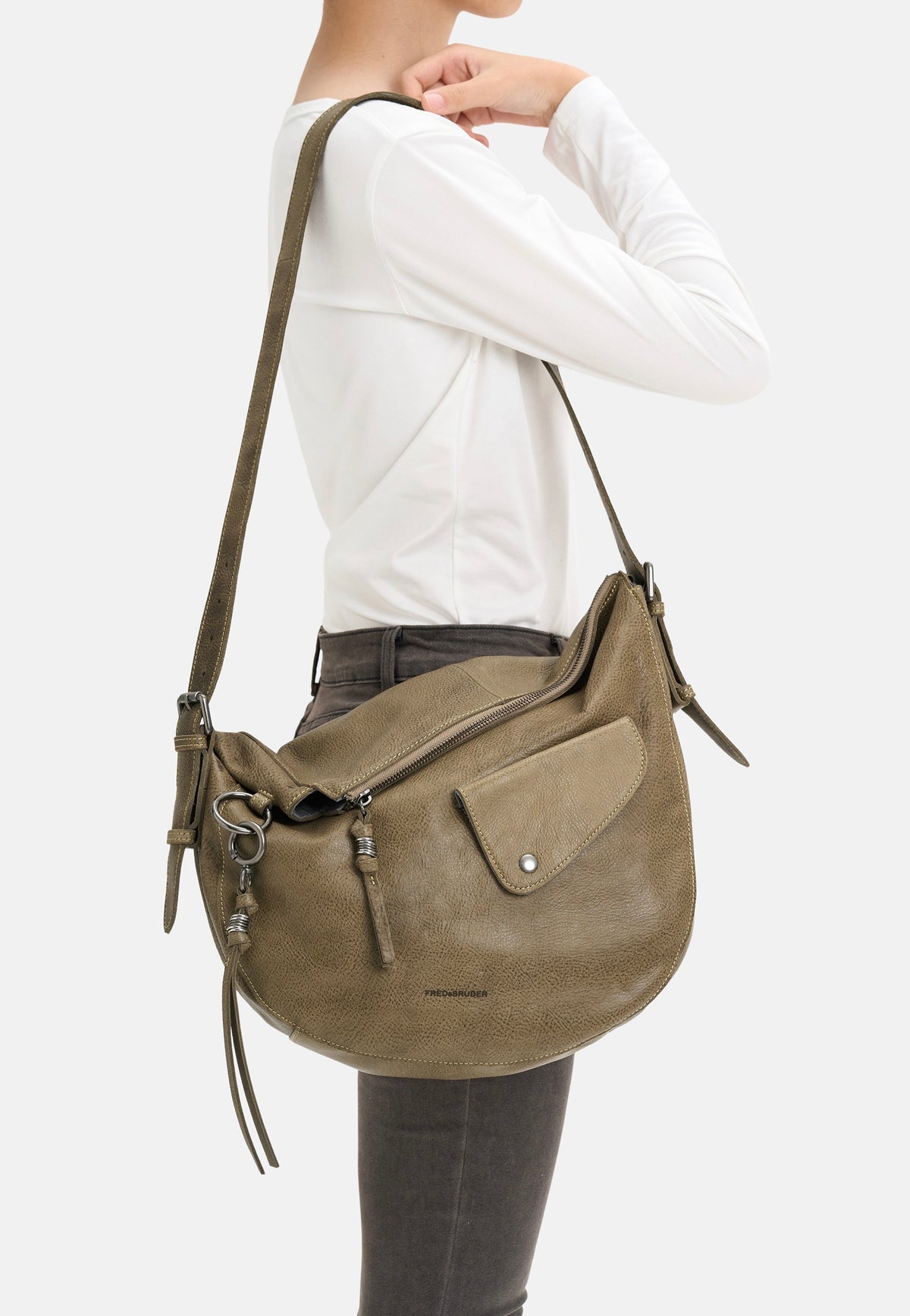 Fredsbruder My Forever Friend Shoulderbag With Front Pocket Muddy Khaki Schultertasche