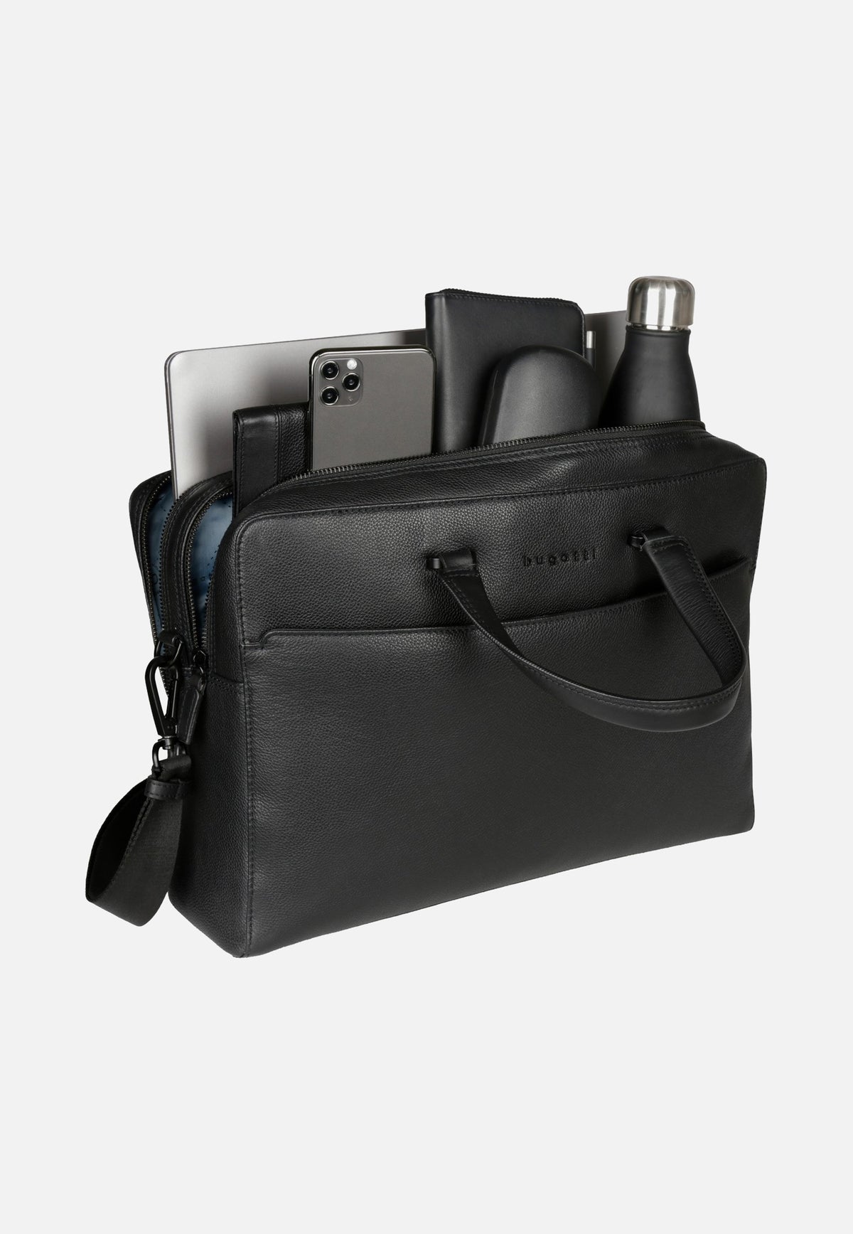 Bugatti Black Briefcase Large Black Aktentasche
