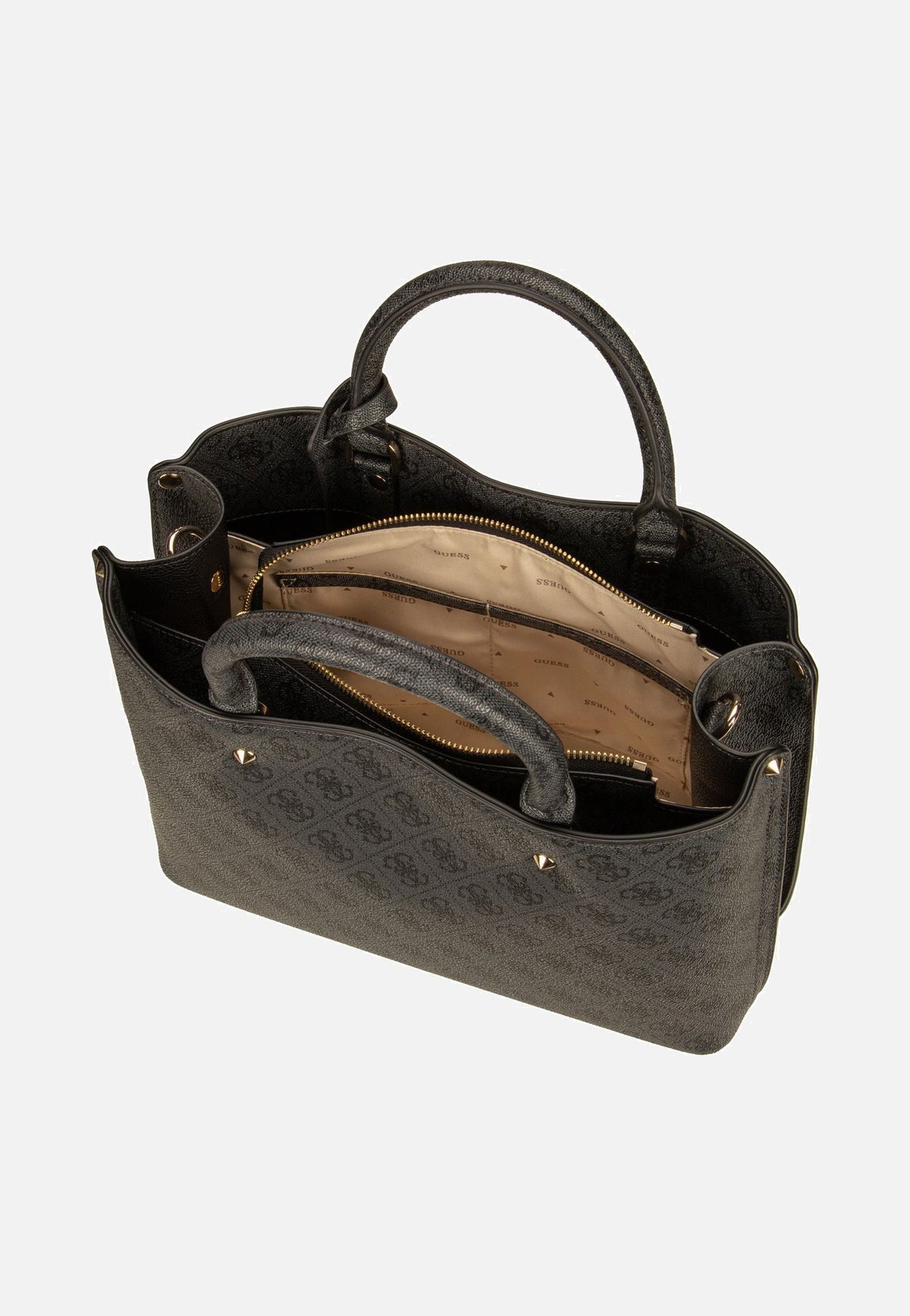Guess Meridian II Girlfriend SAT 74060 Logo Coal Satchel