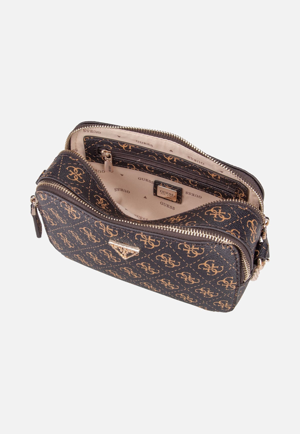 Guess Noelle II CB Camera 72140 Logo Brown Umhängetasche