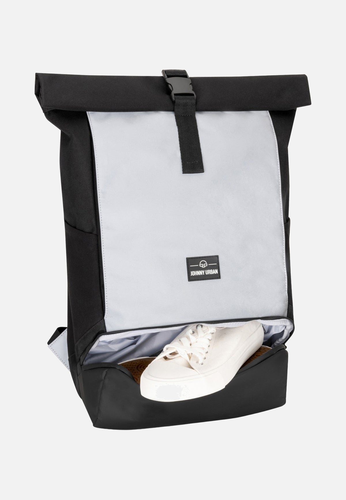 Johnny Urban Allen Large Black Reflective Rolltop Rucksack