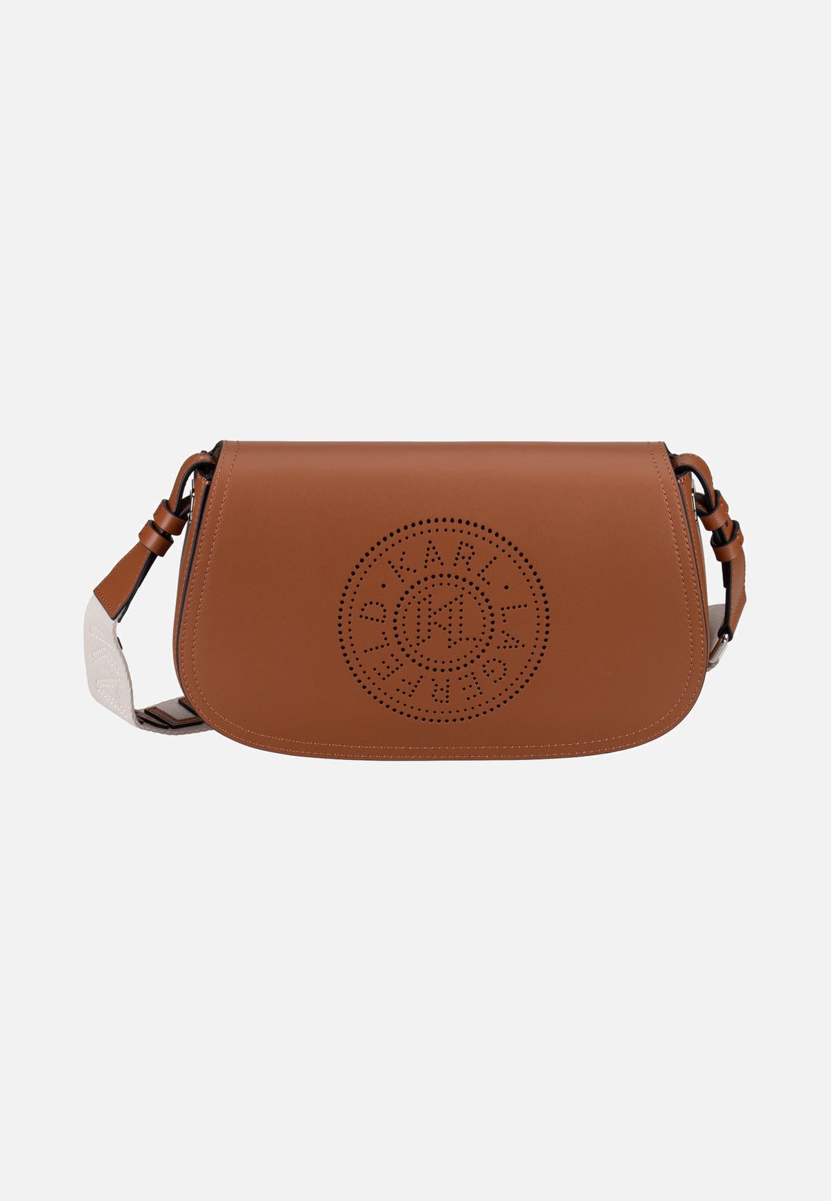 Karl Lagerfeld K/Circle Saddle CB Perforated Dark Tan Saddle Bag