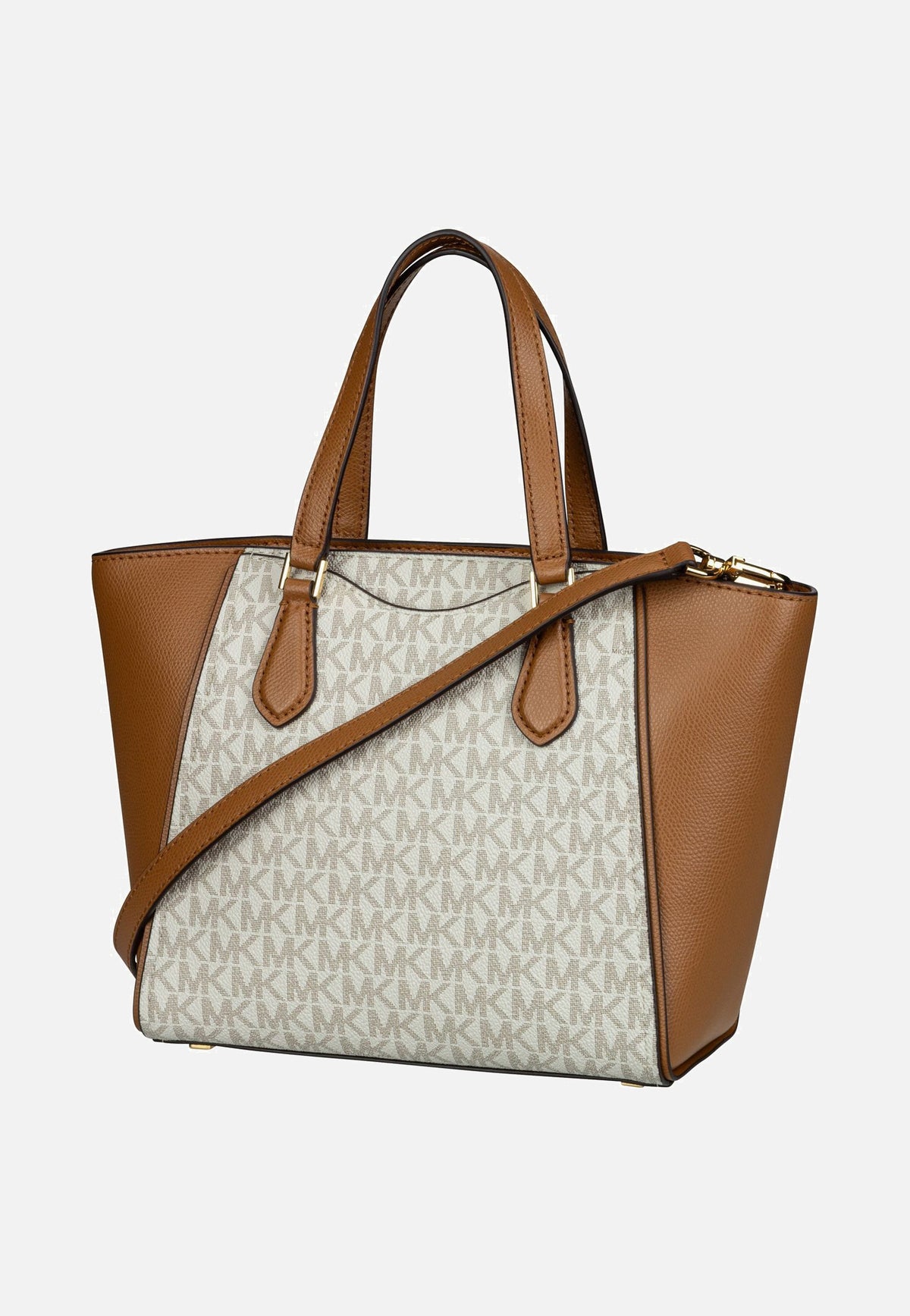 Michael Kors Taryn Small Convertible MK SIG Vanilla/Acorn Handle Bag