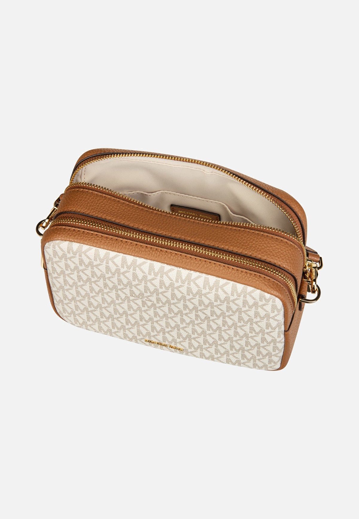 Michael Kors Bryant MD Double Zip Chain Cam Vanilla/Acorn Umhängetasche