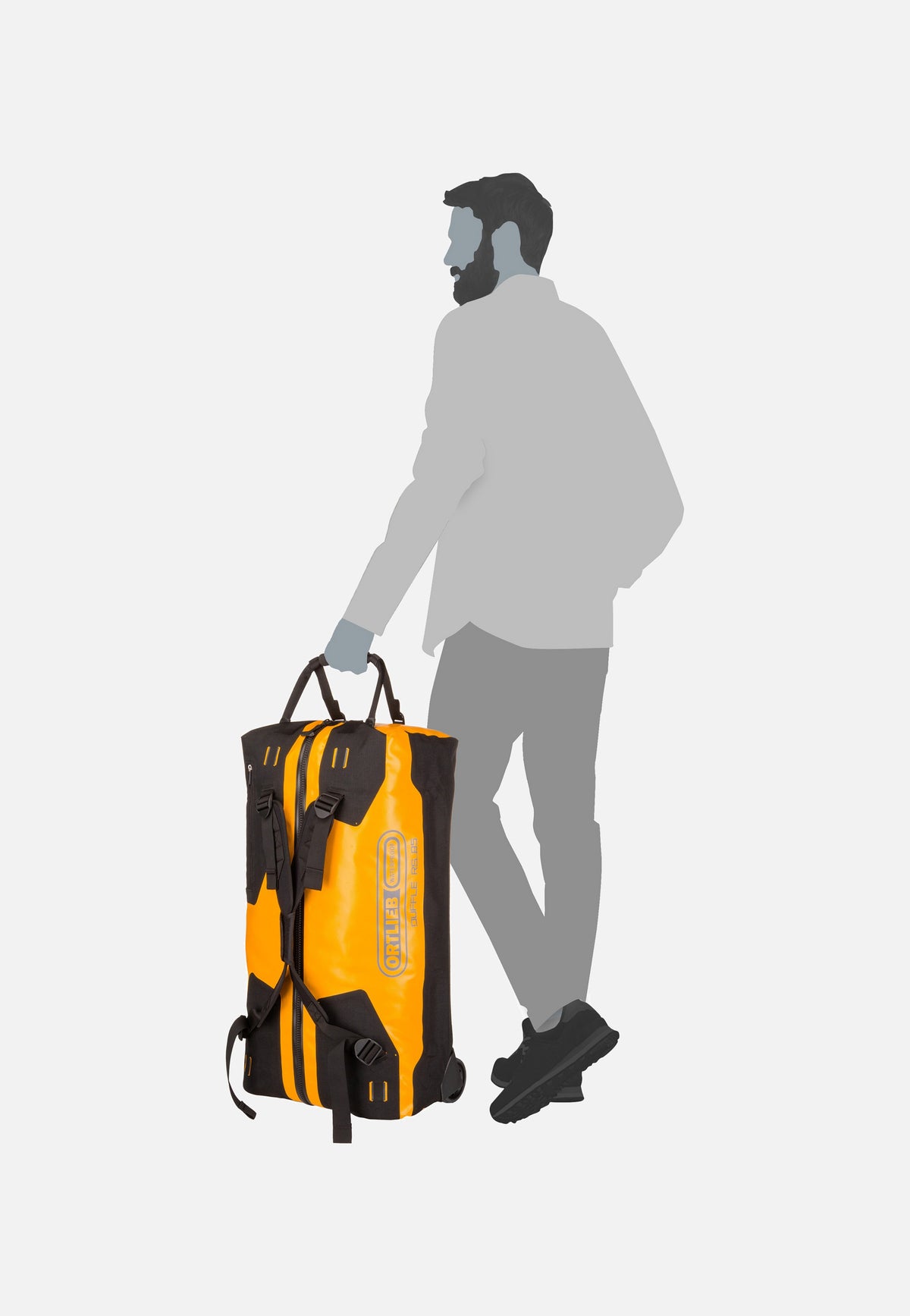 ORTLIEB Duffle RS 85L Sonnengelb Schwarz Reisetasche mit Rollen