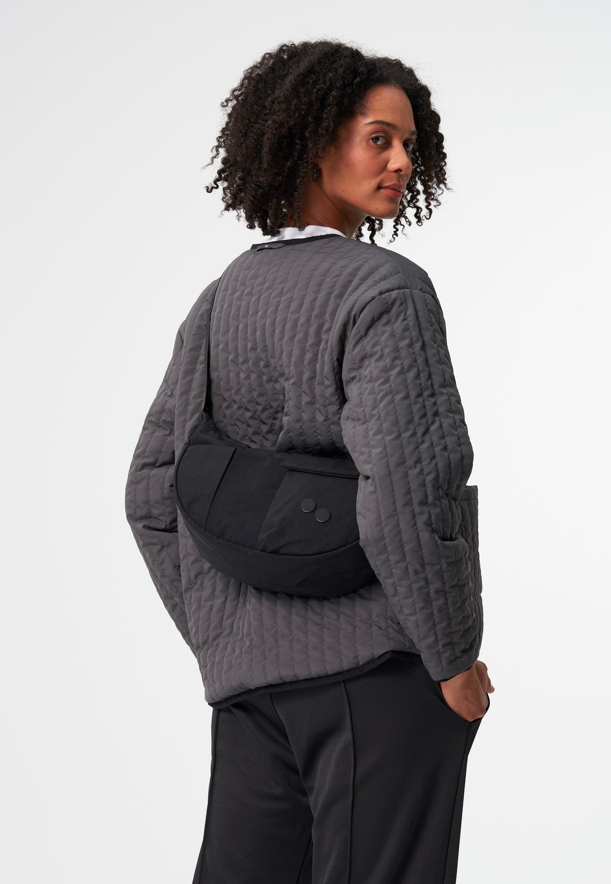 pinqponq Krumm Medium Crinkle Black Crossbody Bag