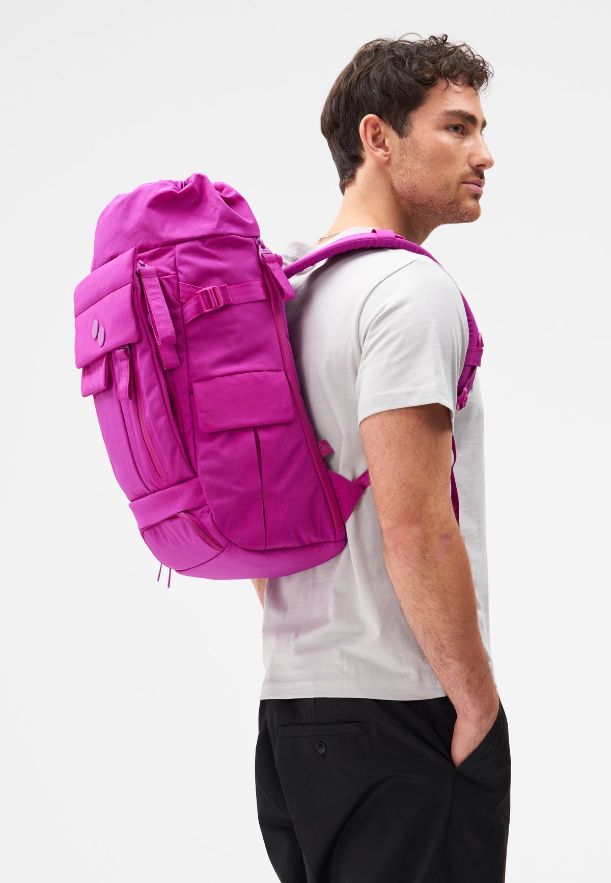 pinqponq Blok Medium Crinkle Fuchsia Rucksack