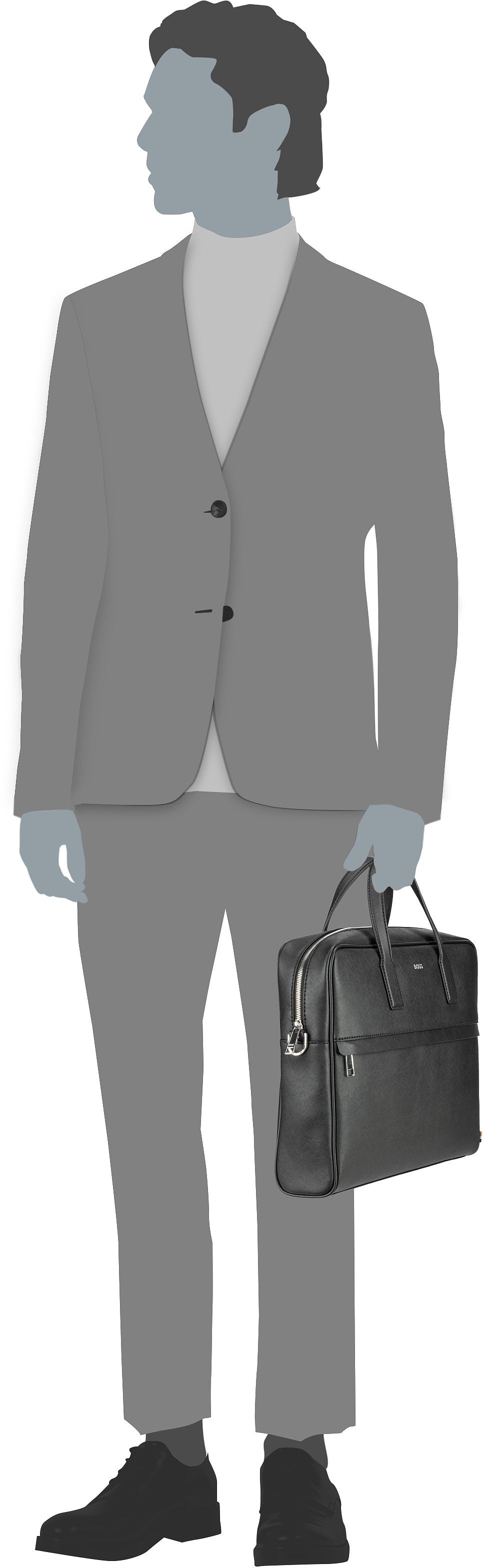 BOSS Zair Small Document Case Black Aktentasche – Silhouettenansicht