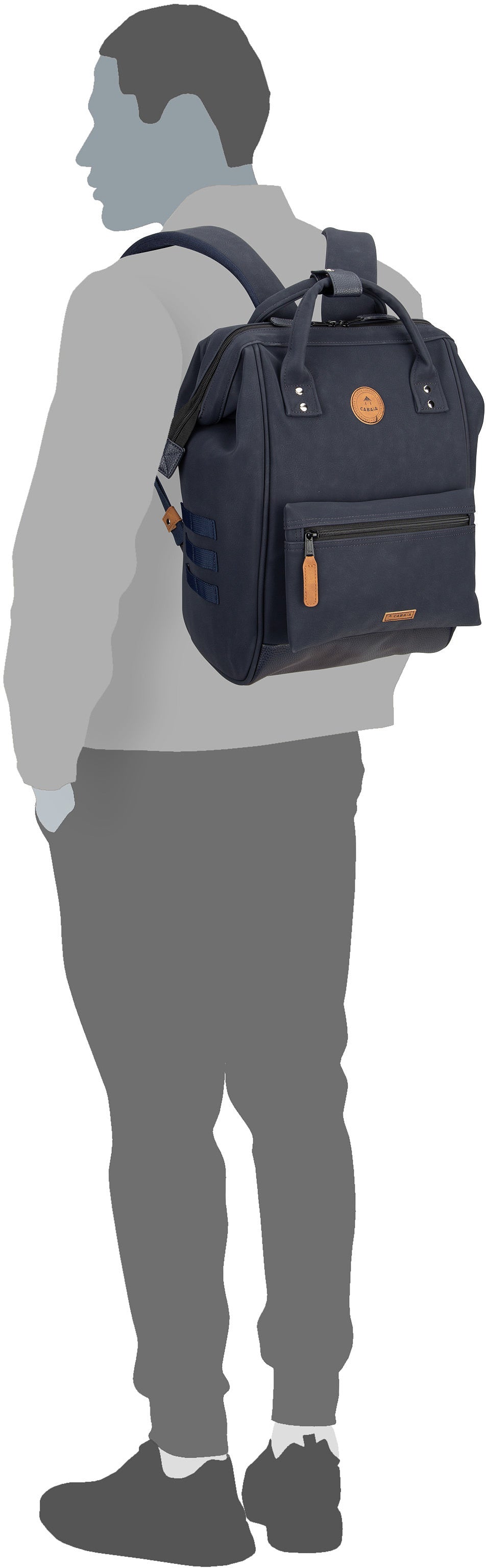 Cabaia Adventurer Vegan Nubuck Medium Zürich Rucksack – Silhouettenansicht