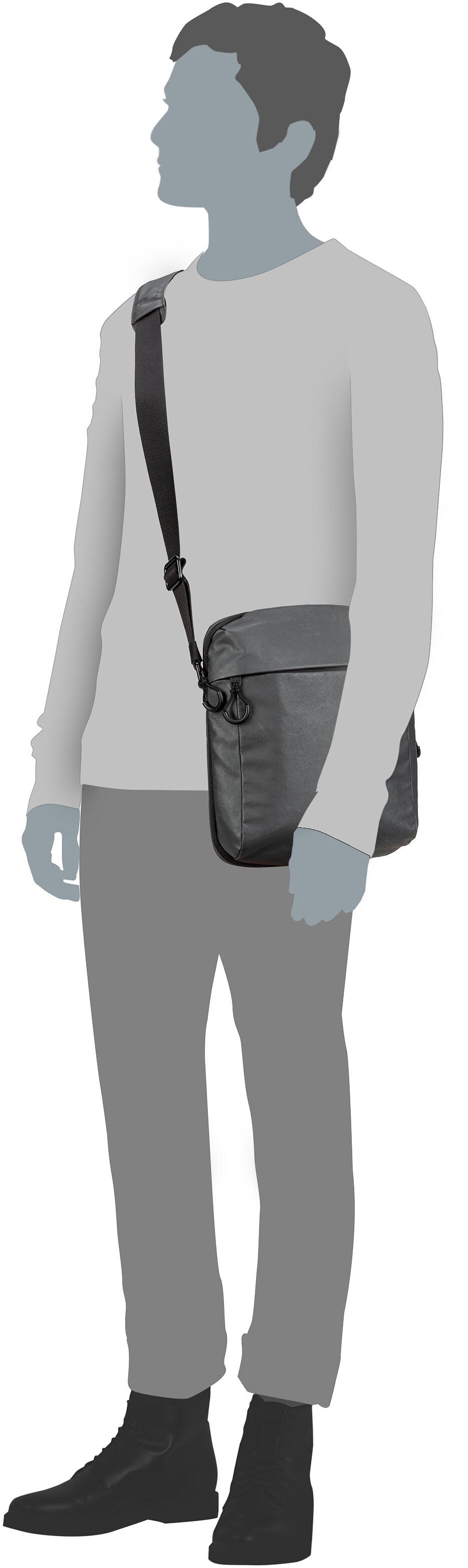 aunts & uncles Oyabe RE Volcanic Ash Crossbody Bag – Silhouettenansicht