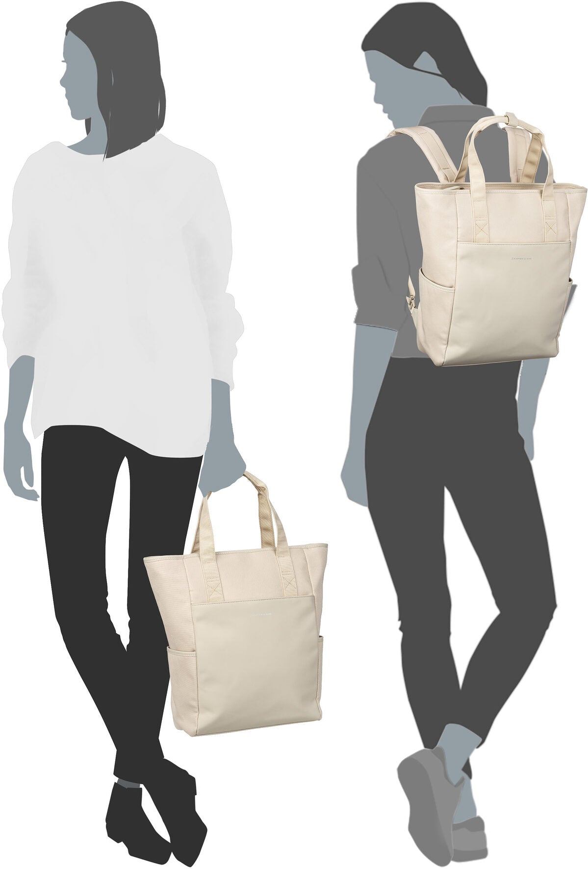 Kapten & Son Lindby Diaper BP Greige Rucksack – Silhouettenansicht
