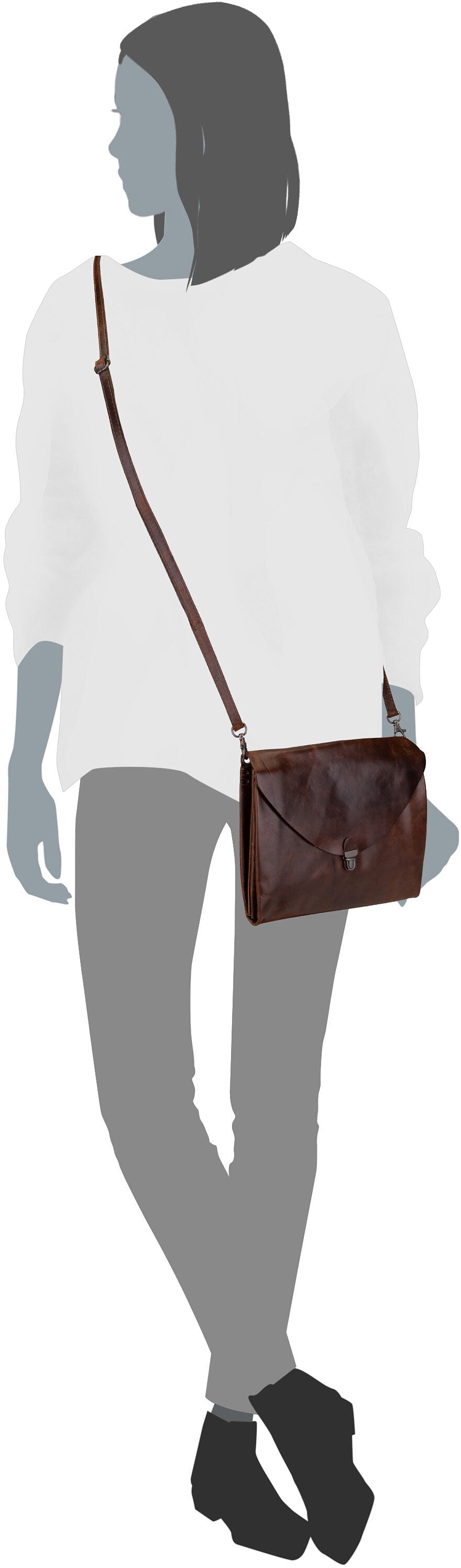 Harold's Fold Handbag Clutch L FO3 Petrol Crossbody Bag – Silhouettenansicht