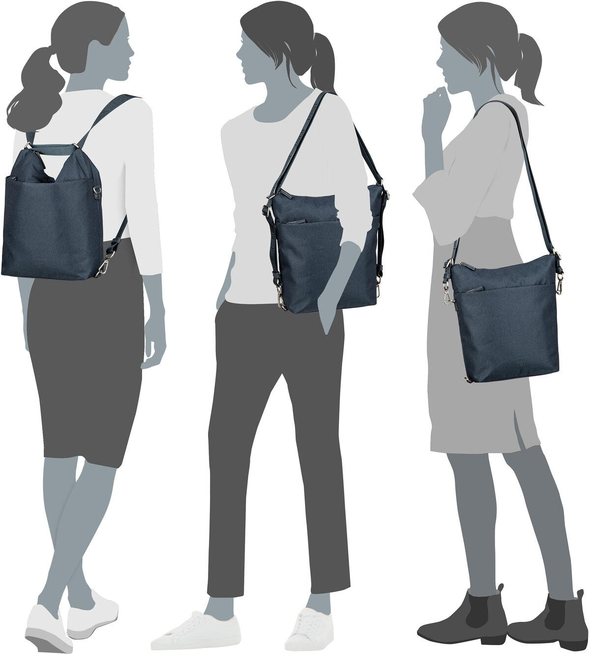 Jost Bergen 1609 Navy Rucksack – Silhouettenansicht