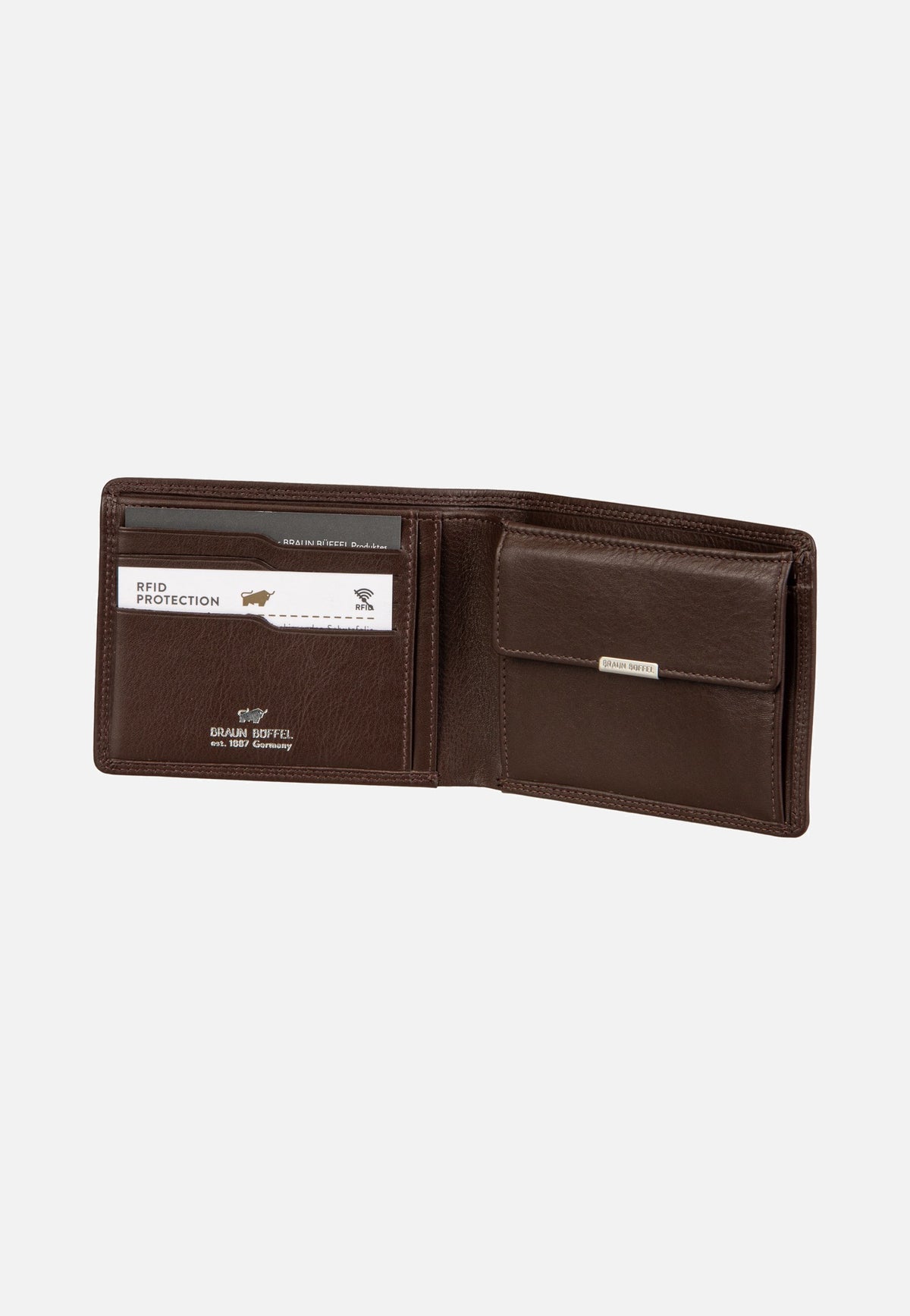 Braun Büffel Golf RFID Coin Wallet 4+3Cs Braun Portemonnaie
