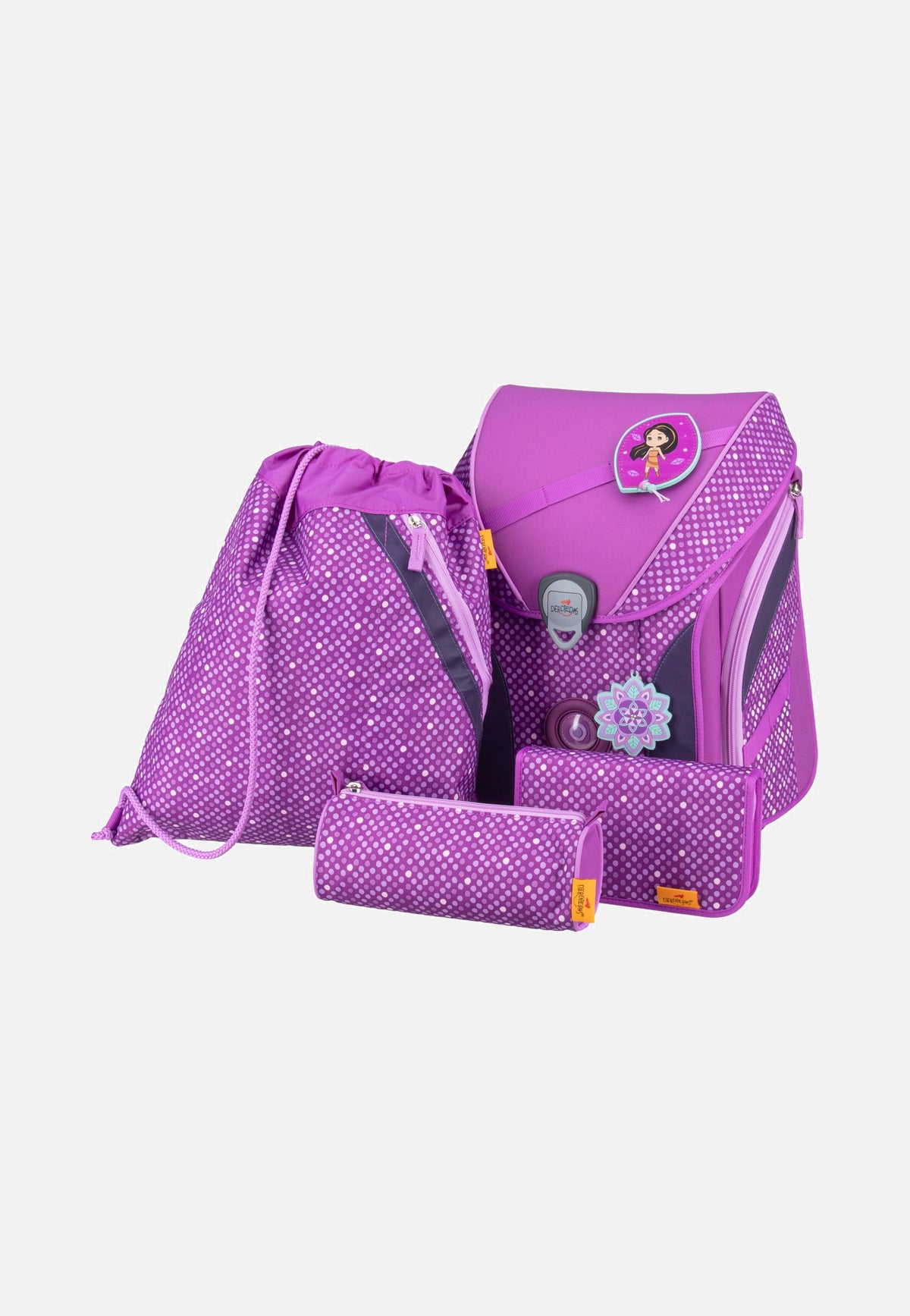DerDieDas ErgoFlex MAX Set 2 Purple Dots Schulrucksack