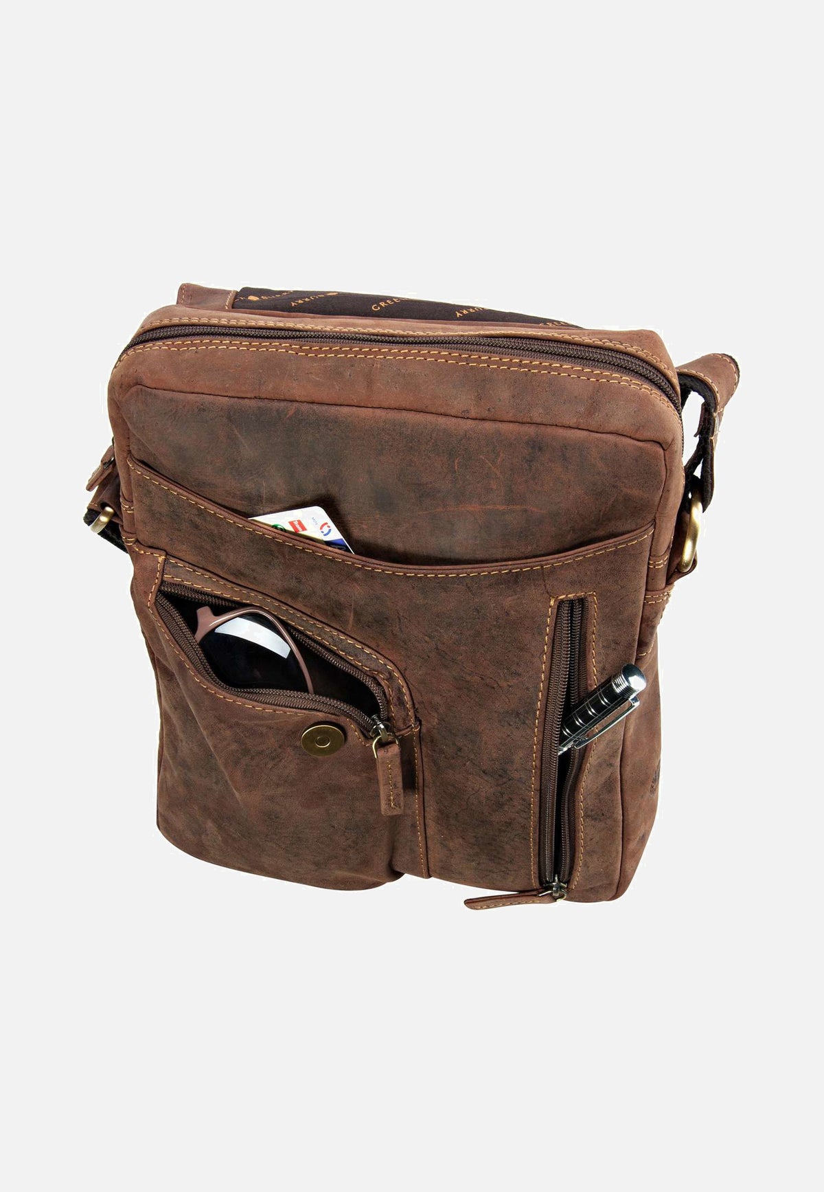Greenburry Vintage Revolver Bag Sattelbraun Umhängetasche