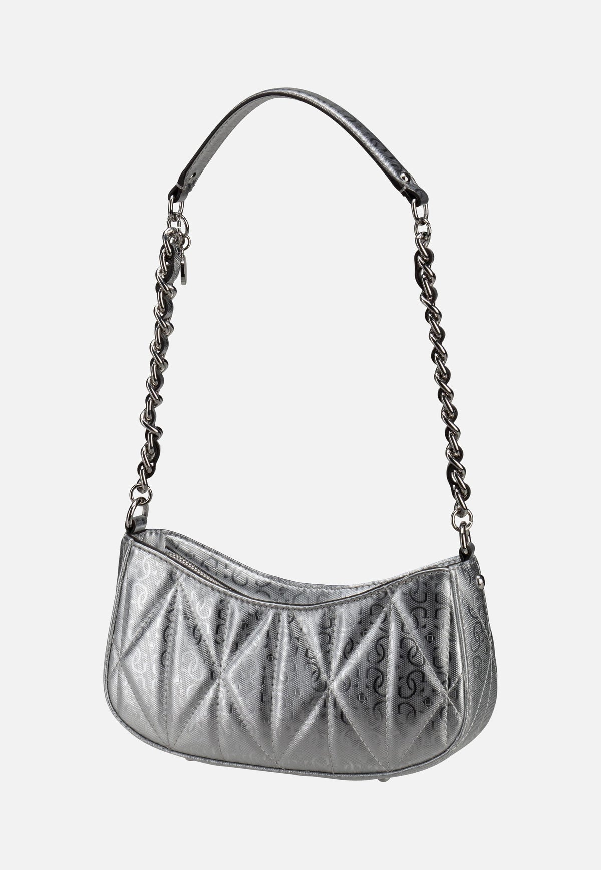 Guess Aldina Top Zip SHB 63170 Silver Evening Bag