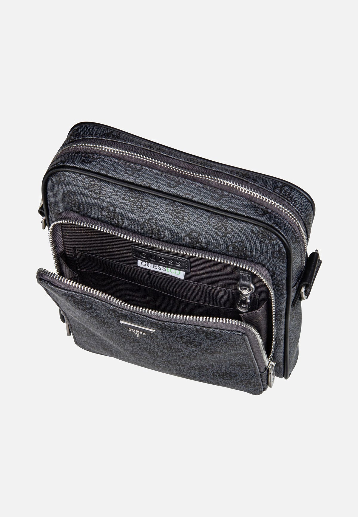 Guess Milano 4G Eco Top Zip Black Umhängetasche