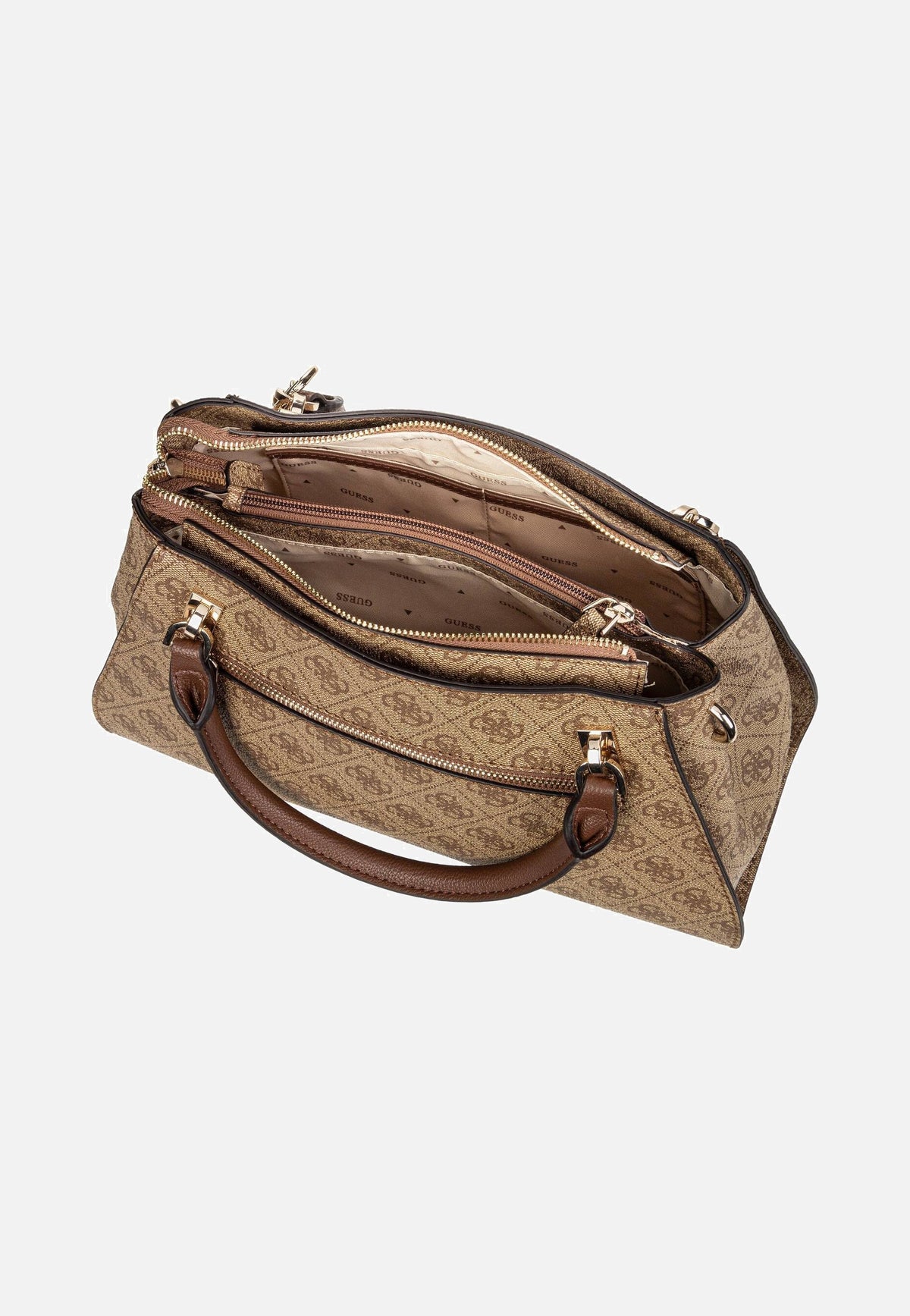 Guess Noelle II Luxury SAT 72070 Logo Latte/Brown Henkeltasche