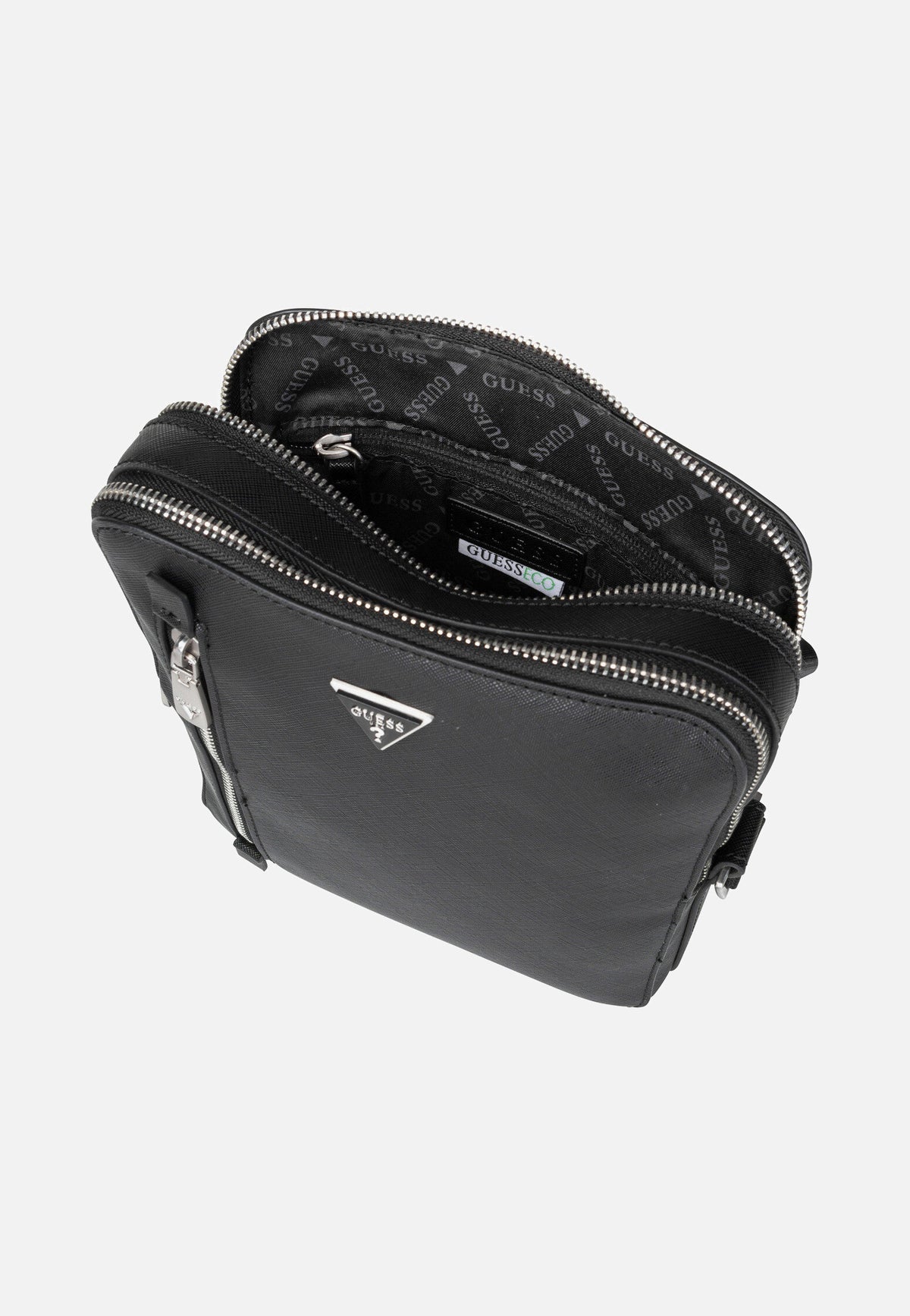 Guess Torino Saffiano Eco Double Zip Black Umhängetasche