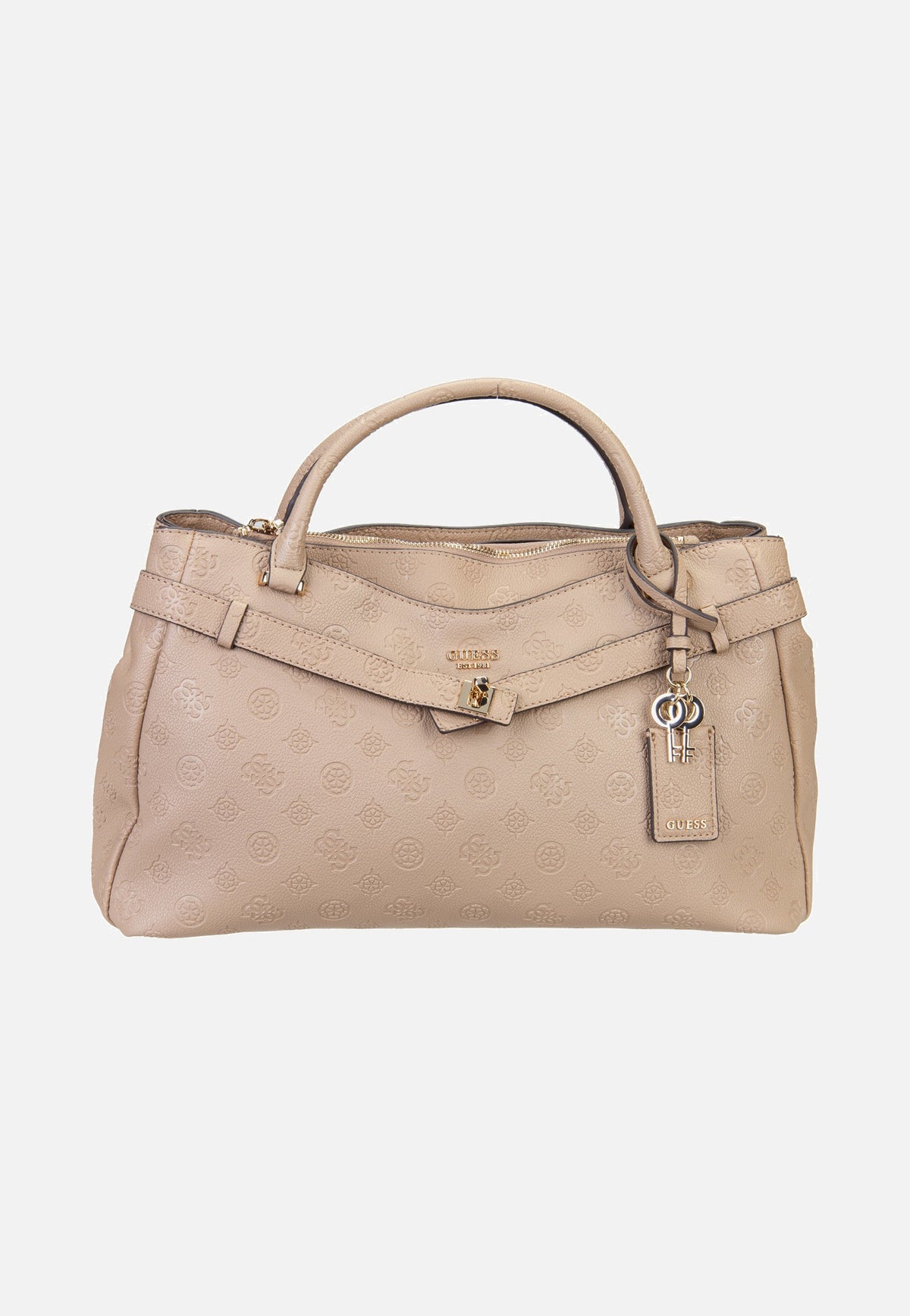 Guess Ella Logo Large Girlfriend 46060 Beige Logo Satchel