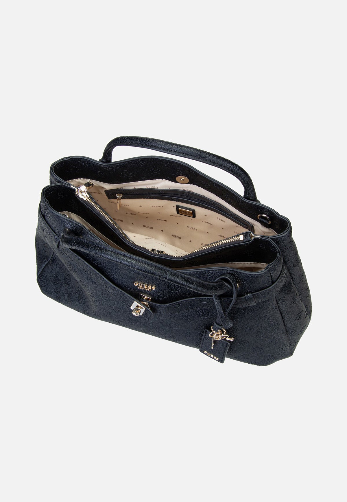 Guess Ella Logo Large Girlfriend 46060 Black Logo Satchel