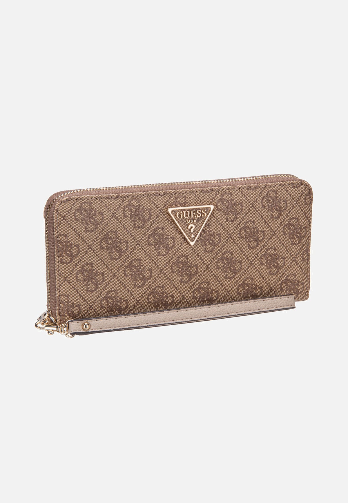 Guess Laurel II Slg Large Zip Around Latte Logo Portemonnaie