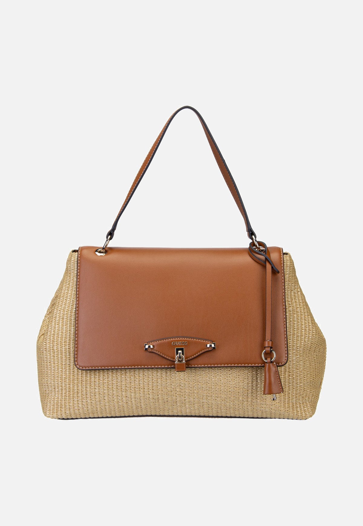 Guess Maggie Straw Large Flap 53200 Natural/Caramel Schultertasche