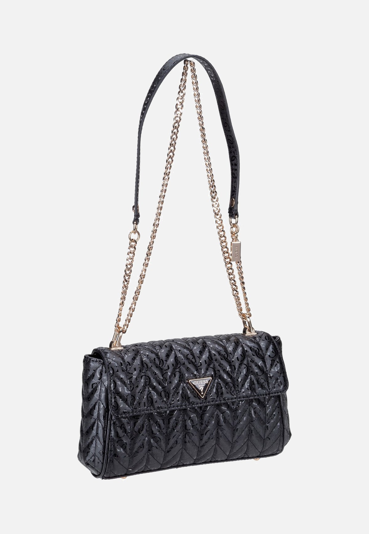 Guess Stacey Convertible Flap 41210 Black Crossbody Bag