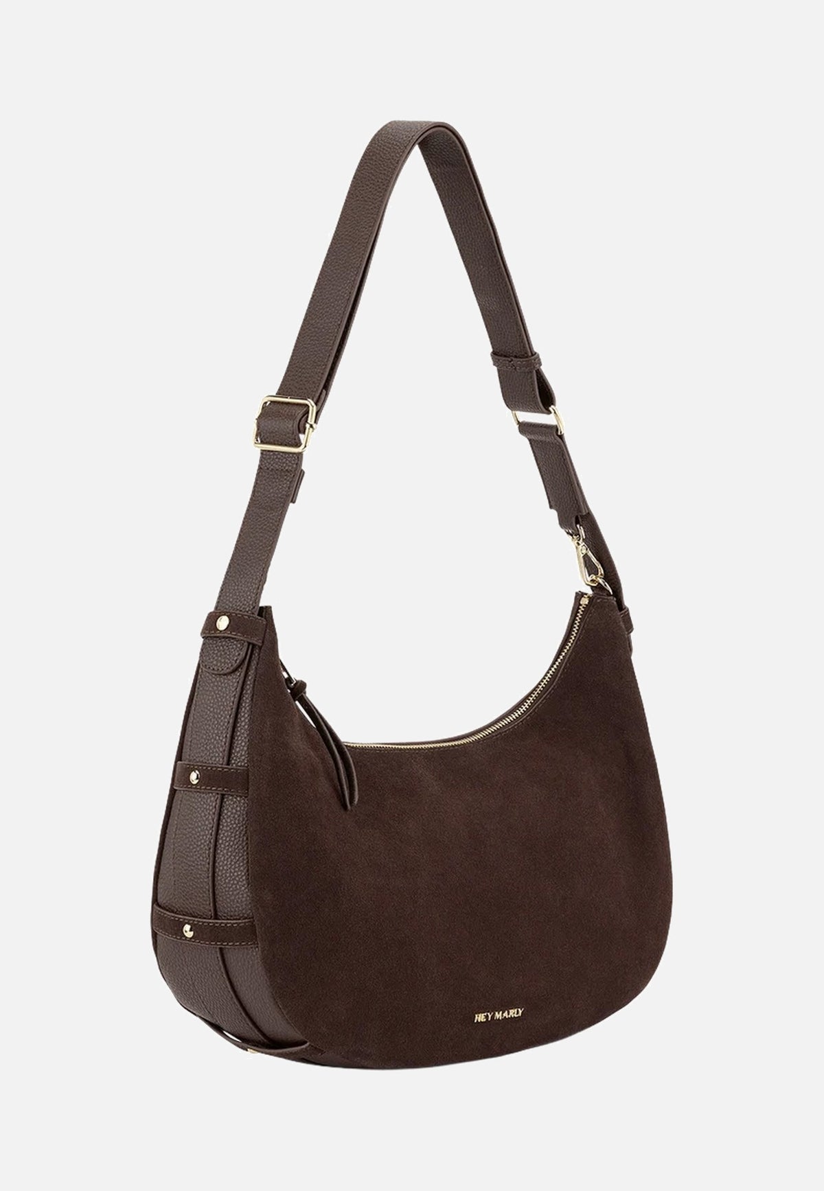 Hey Marly Lifetime Sister Suede M Coffee Crossbody Bag