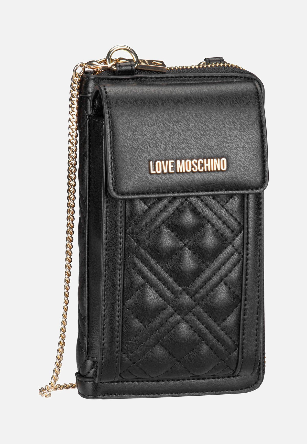 Love Moschino SLG Quilted 5682 Black Galvanica Oro Handytasche