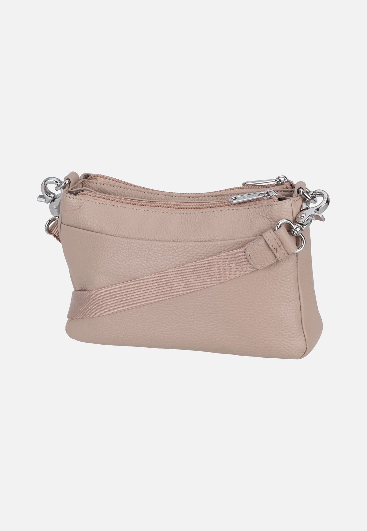 Mandarina Duck Mellow Leather Double Zipped FZTA8 Warm Taupe Crossbody Bag