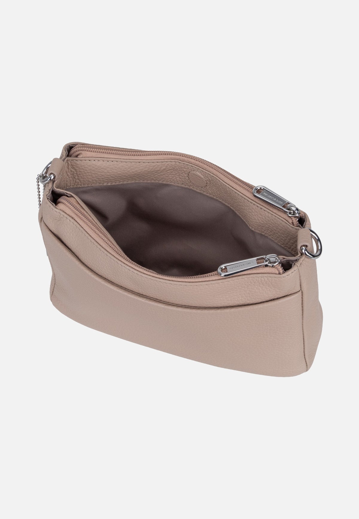 Mandarina Duck Mellow Leather Double Zipped FZTA8 Warm Taupe Crossbody Bag