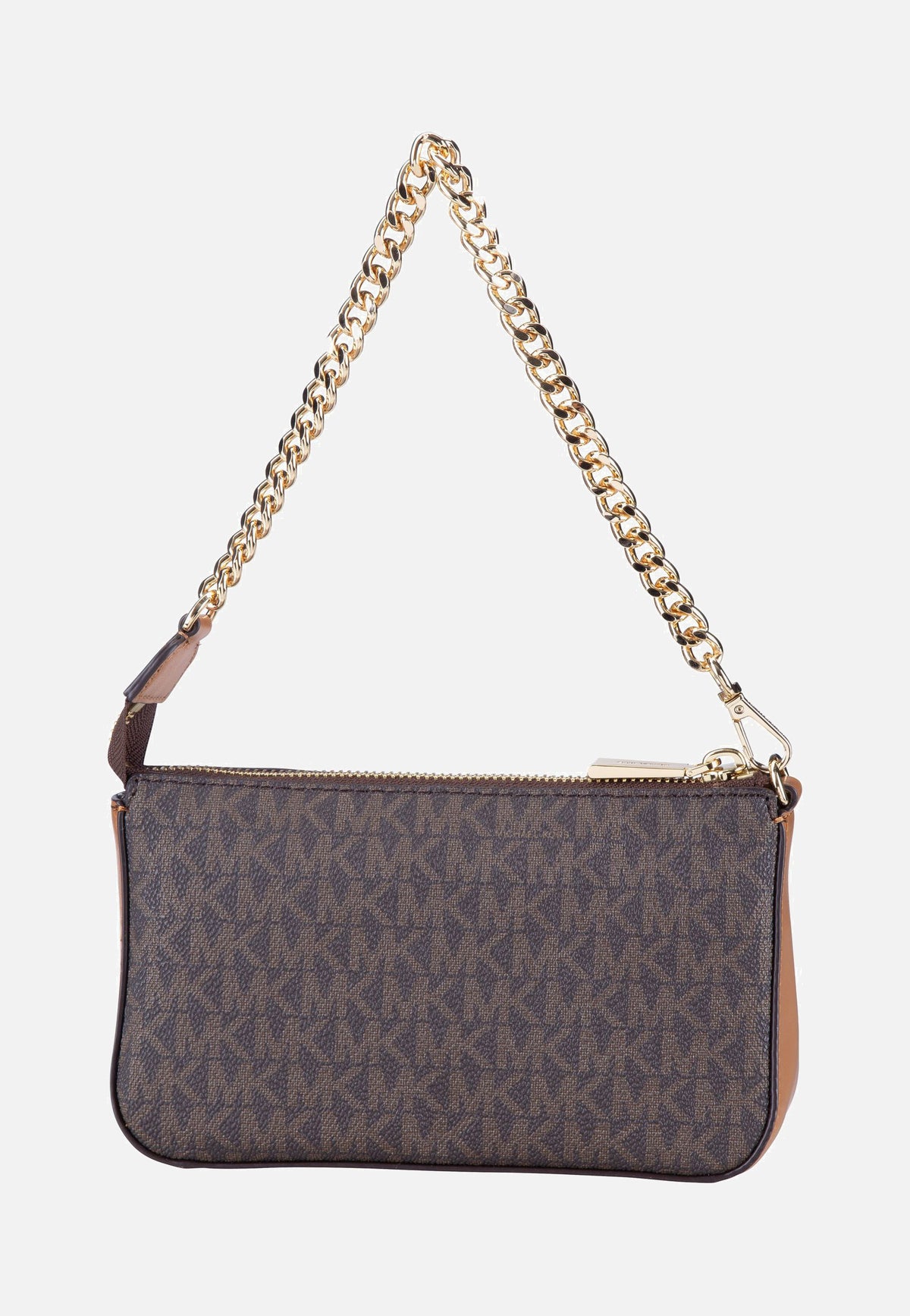 Michael Kors Jet Set Medium Chain Pouchette Lux MK Signature Brown Abendtasche
