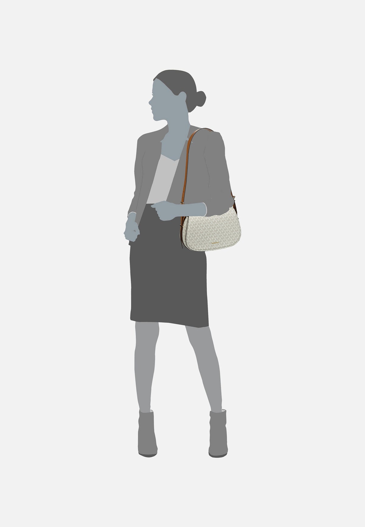 Michael Kors Lydia MD Flap MK SIG Vanilla/Acorn Saddle Bag