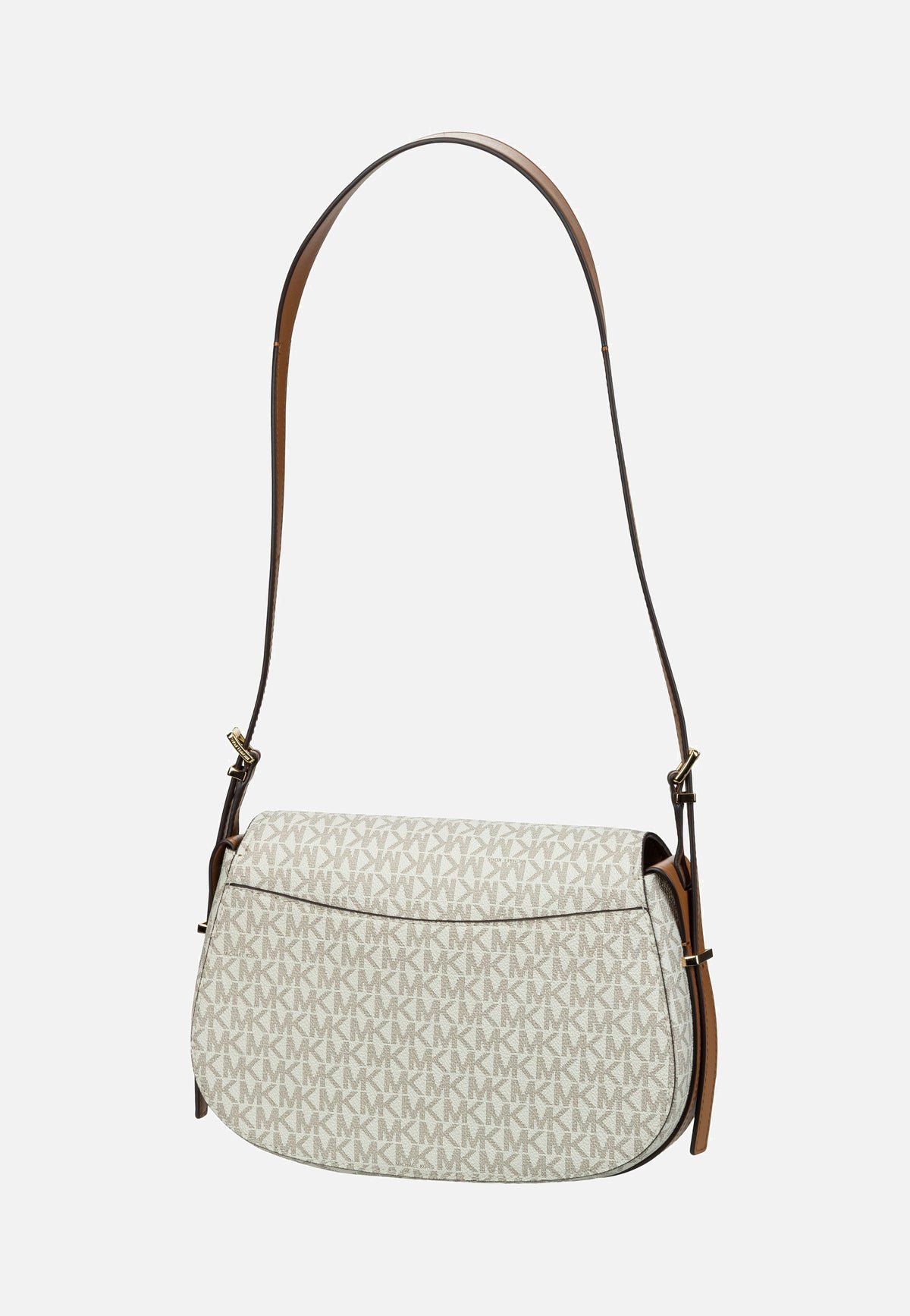 Michael Kors Lydia MD Flap MK SIG Vanilla/Acorn Saddle Bag
