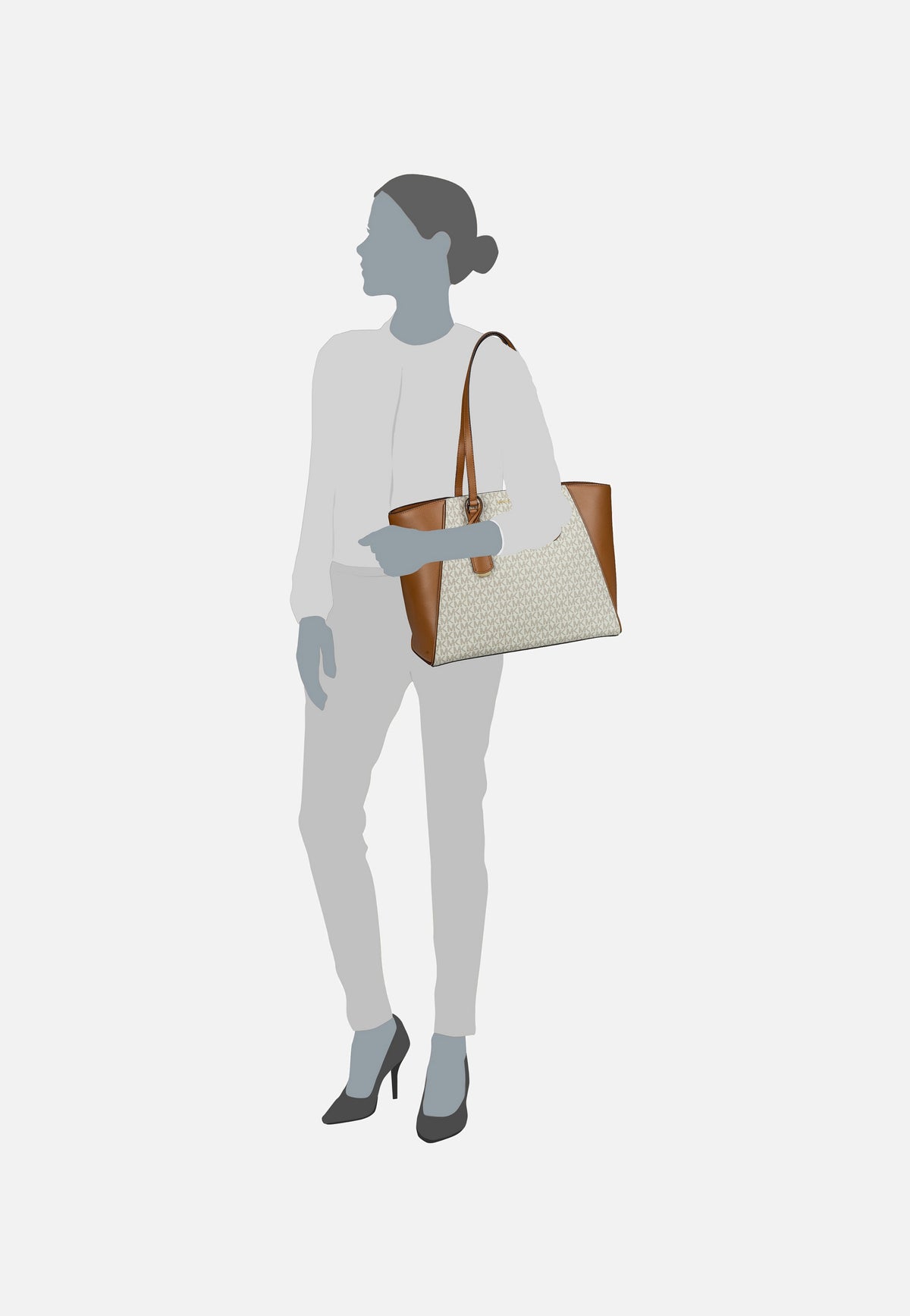 Michael Kors Taryn Large MF TZ MK SIG Vanilla/Acorn Shopper