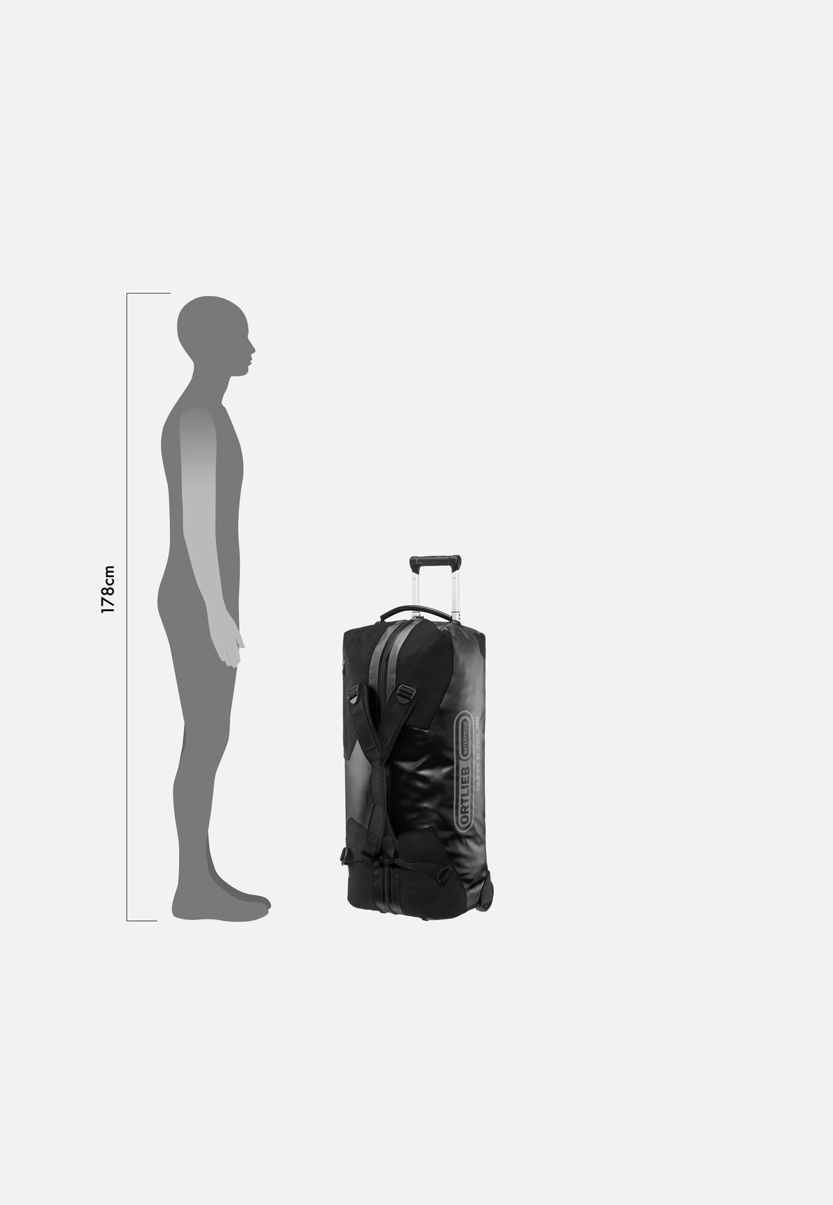 ORTLIEB Duffle RG 85L Schwarz Reisetasche mit Rollen