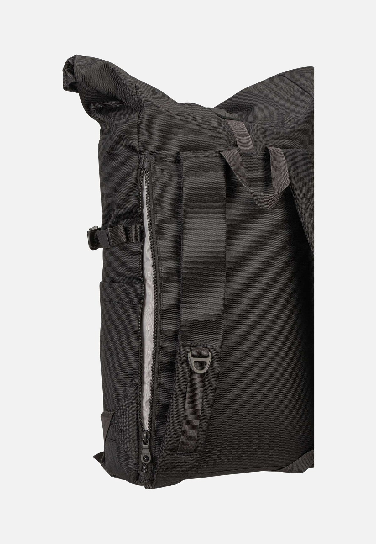 Sandqvist Icon BP M Black/Black Leather Rolltop Rucksack