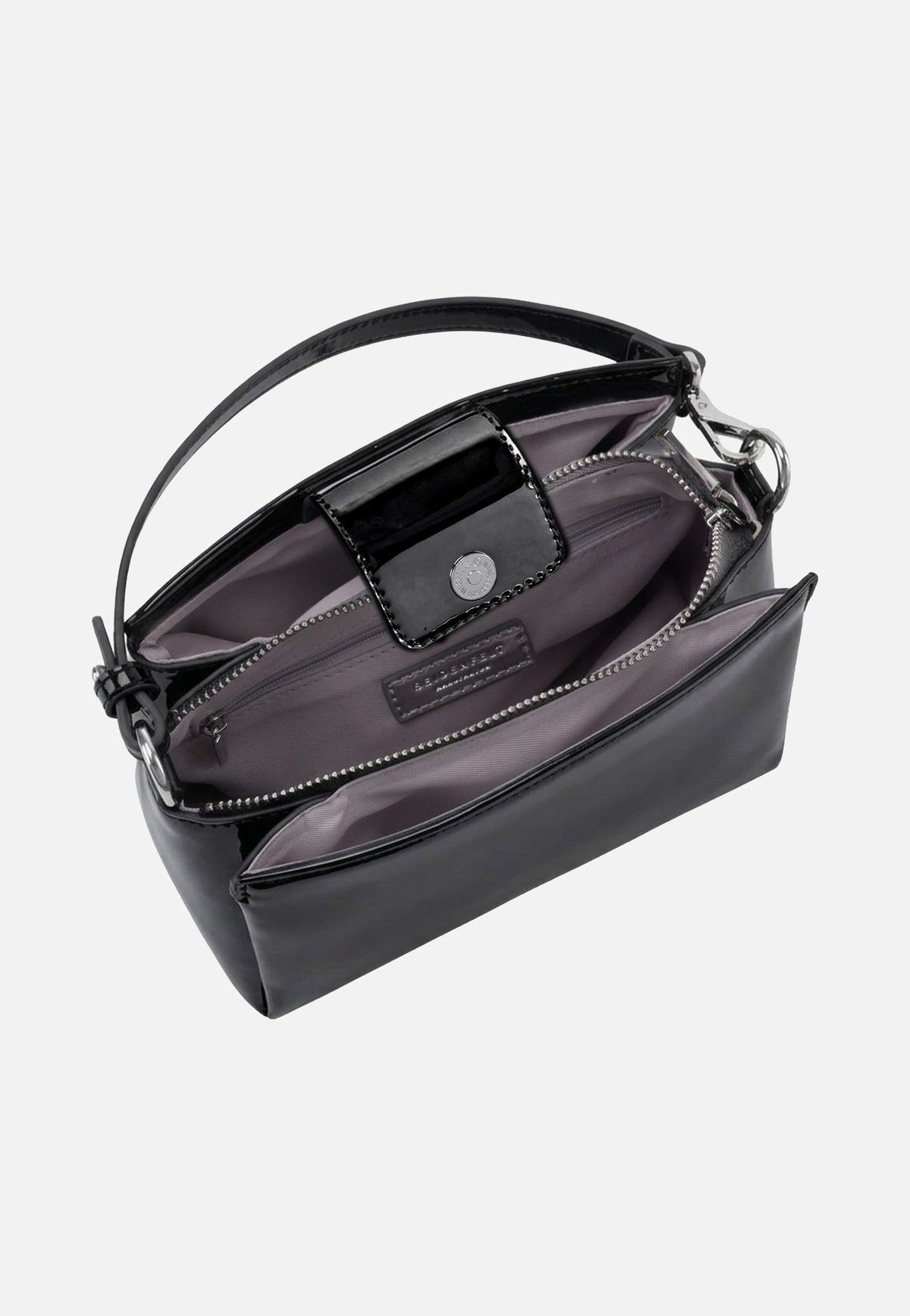 Seidenfelt Mariehamn Patent Black Abendtasche