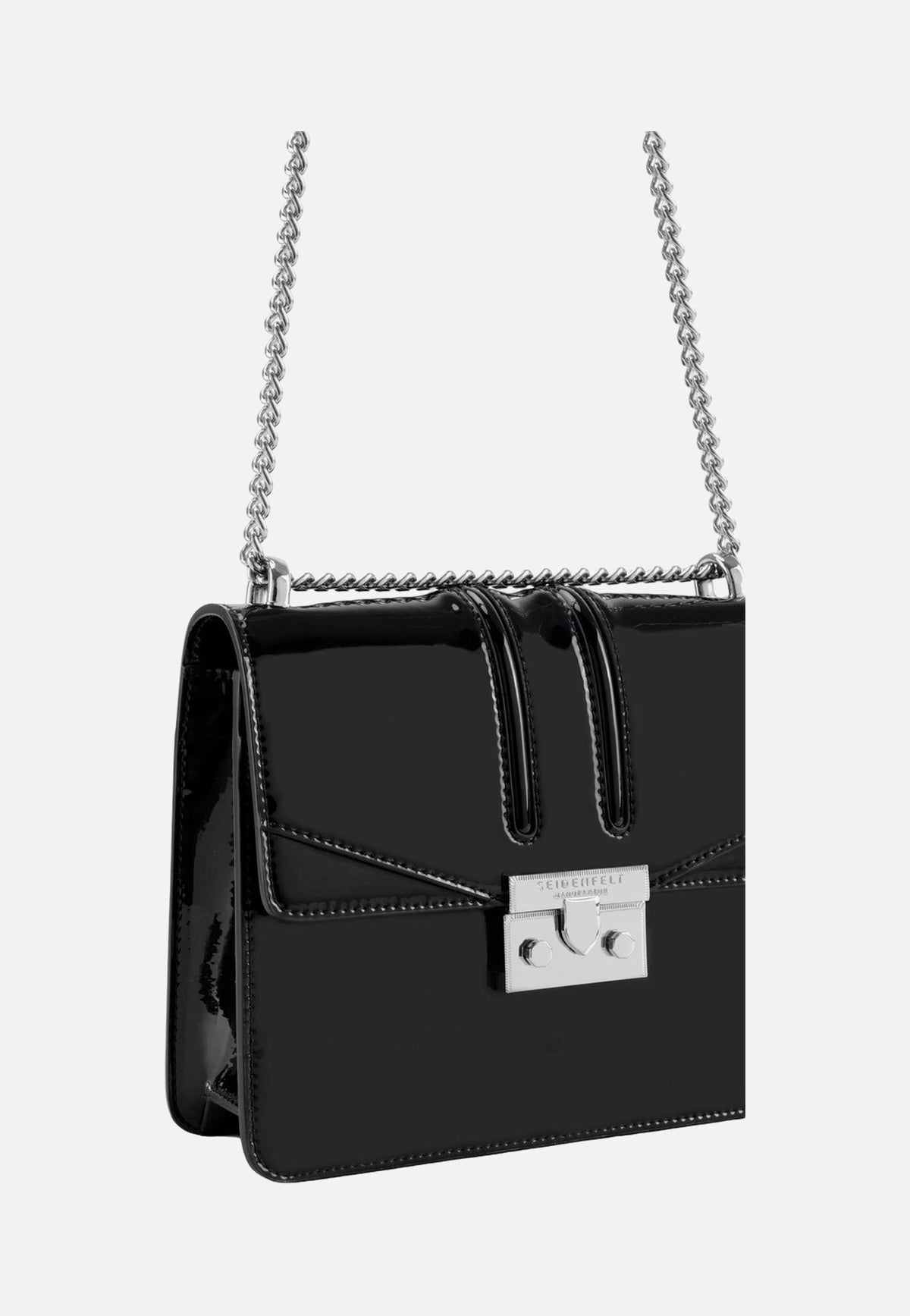 Seidenfelt Roros Mirror Patent Black Abendtasche