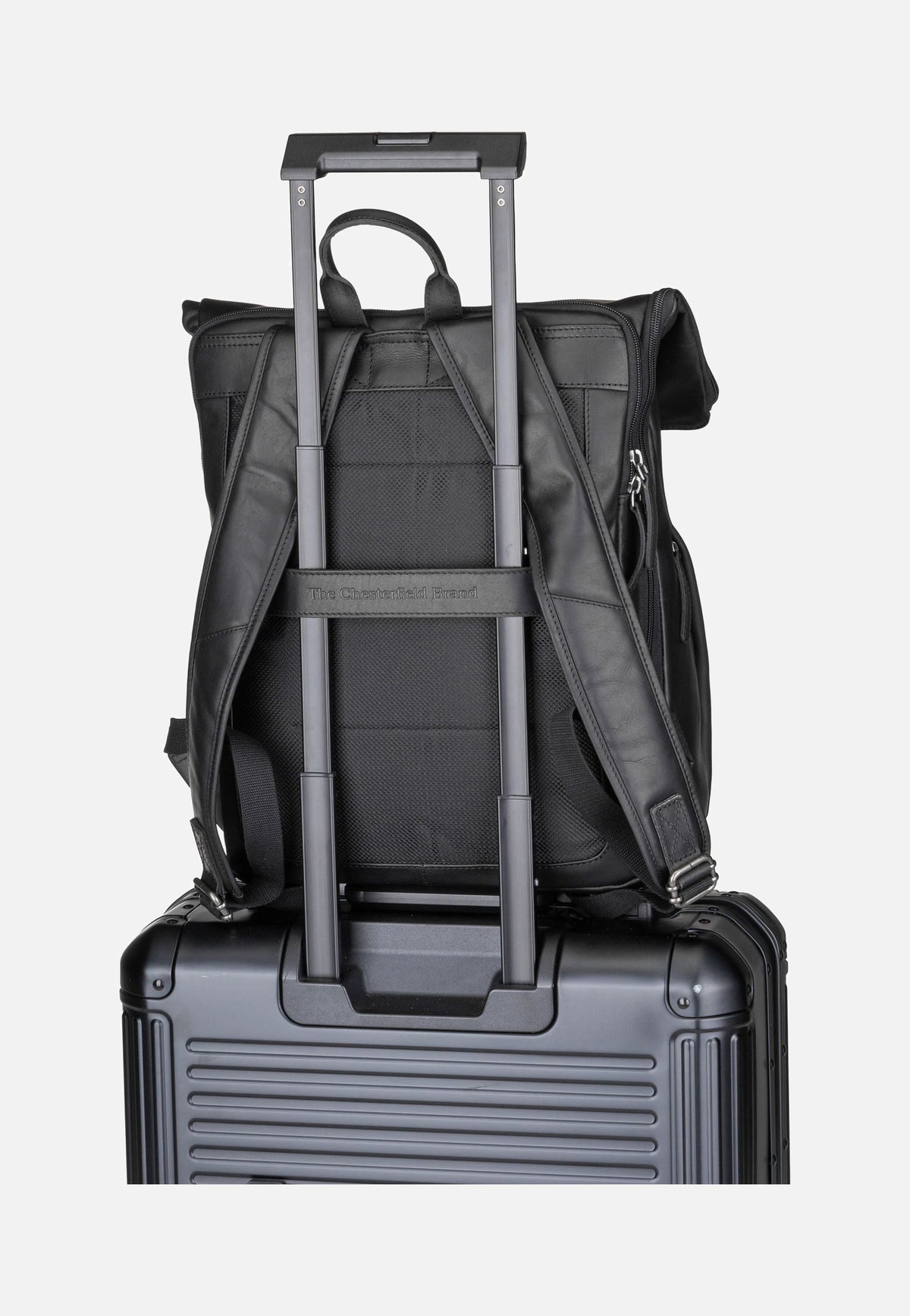 The Chesterfield Brand Savona 0322 Black Rolltop Rucksack