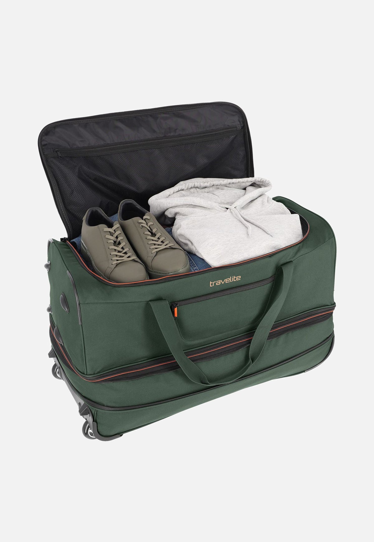 travelite Basics Trolley L Dunkelgrün Reisetasche mit Rollen