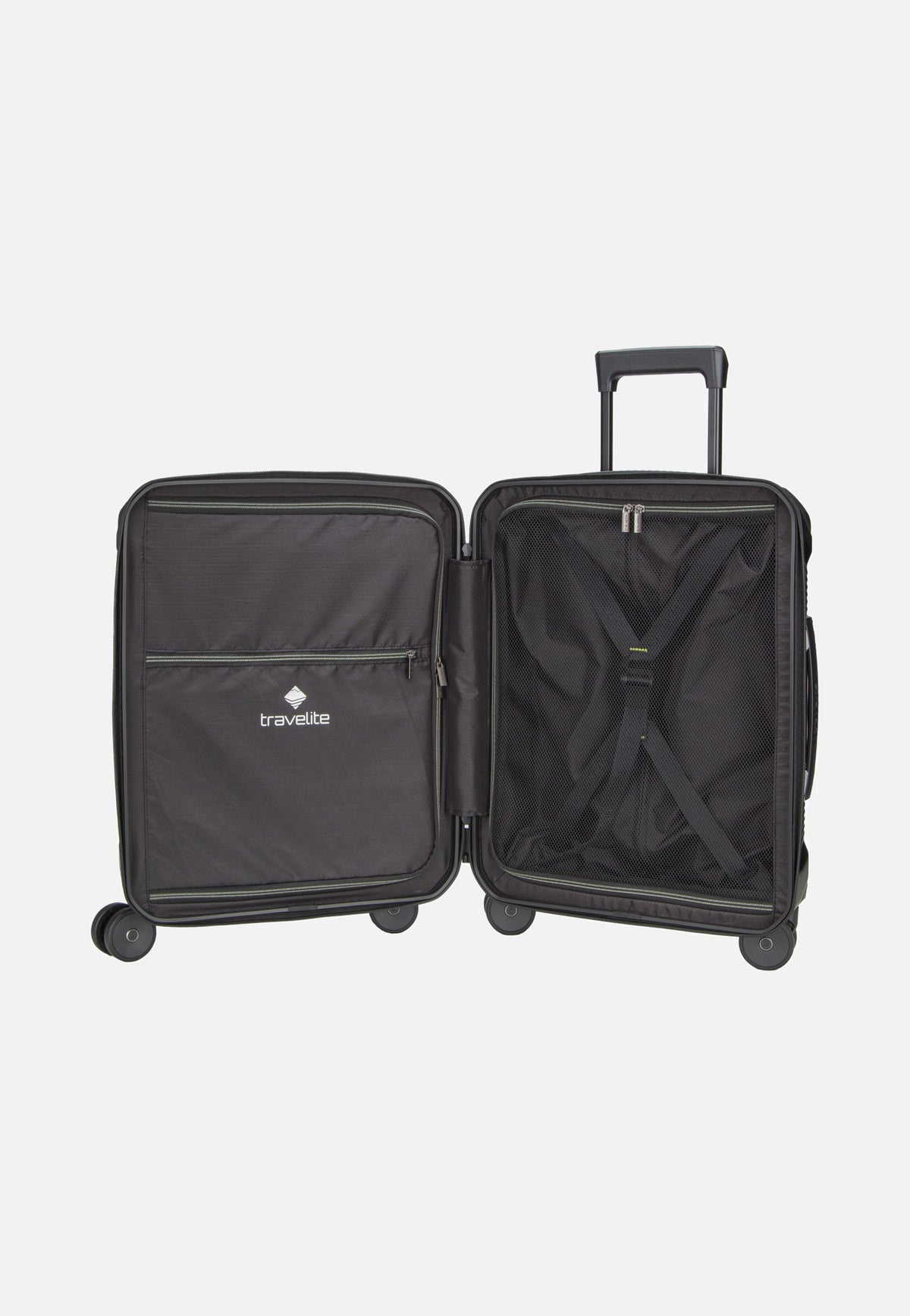 travelite Millennium Trolley 4W S Front Pocket Black Suitcase
