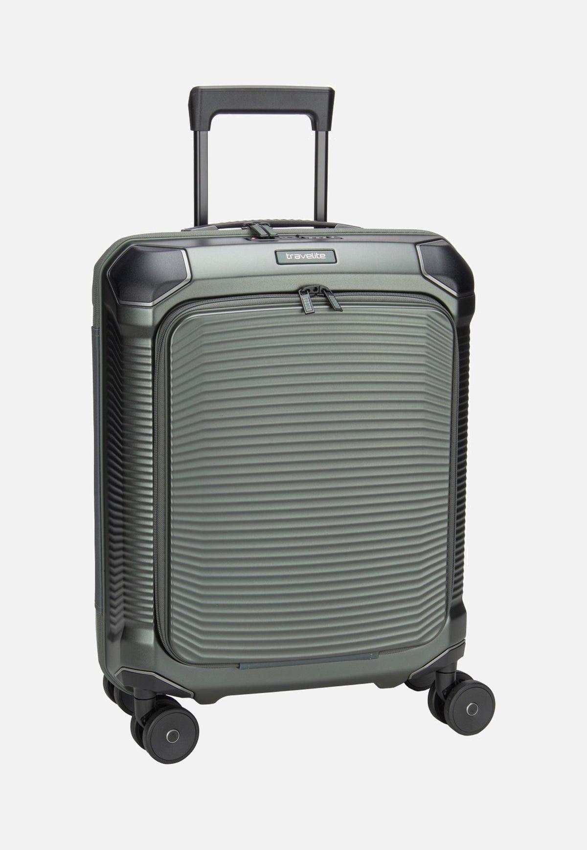 travelite Millennium Trolley 4W S Front Pocket Pine Green Suitcase